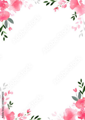 Abstract Botanical Floral Frame and Border for Spring and Summer Designs	