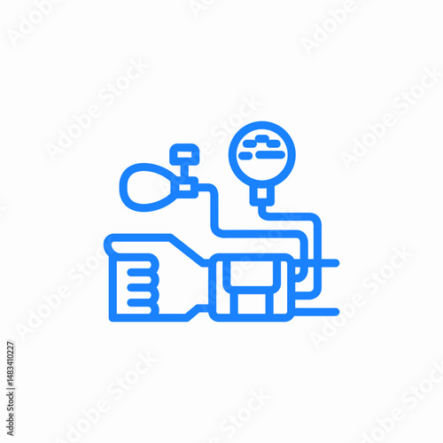 blood pressure measurement process with sphygmomanometer icon sign vector