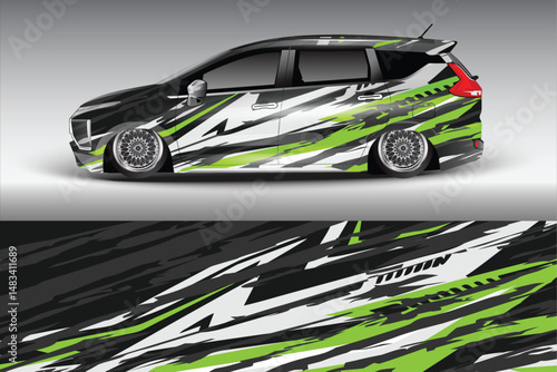 Stylish modified car with dynamic graphics in urban setting (1)