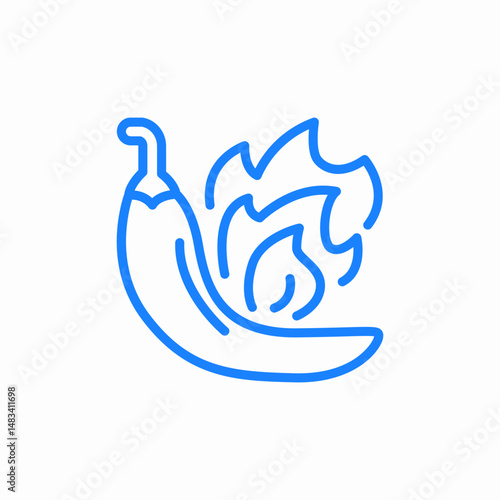 chili pepper surrounded by flames icon sign vector