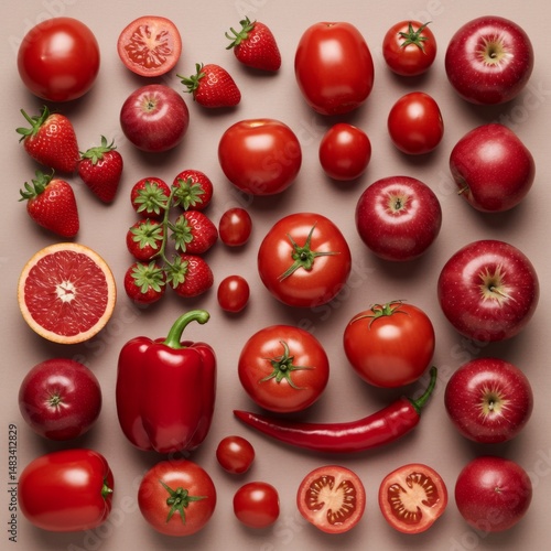 Red Fruits and Vegetables Flat Lay Photography