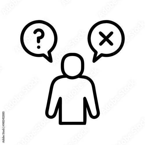 Confused Person with Question Mark Icon – Decision Making Symbol