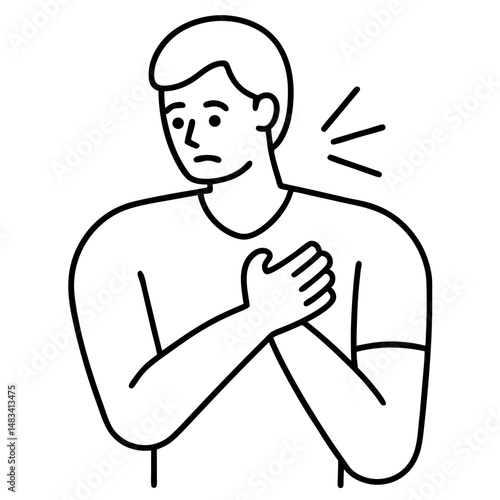 Heart Attack Icon – Vector of Human Body Showing Heart Trouble