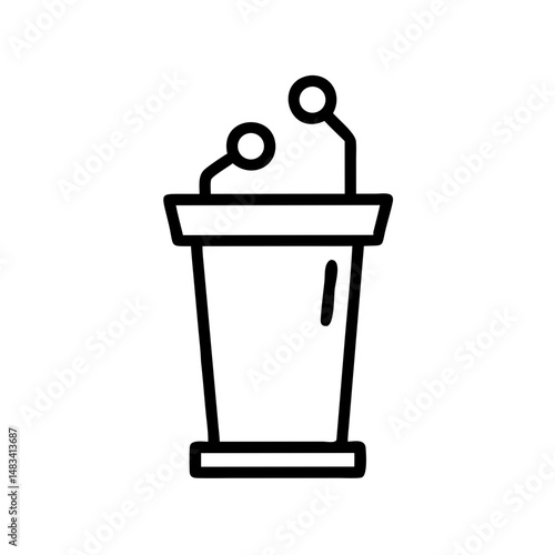 Podium with Speaker Icon Representing Public Speaking, Presentation, and Conference Leadership