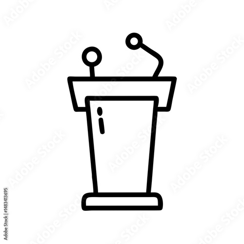 Podium with Speaker Icon Representing Public Speaking, Presentation, and Conference Leadership