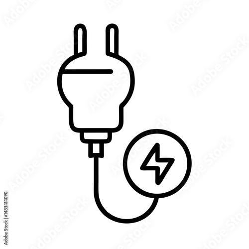 Power Plug Connection Icon Representing Electrical Link, Energy Supply, and Device Charging