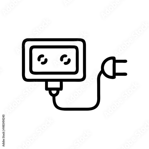 Power Plug Socket Icon Representing Electrical Connection, Energy Supply, and Charging Point