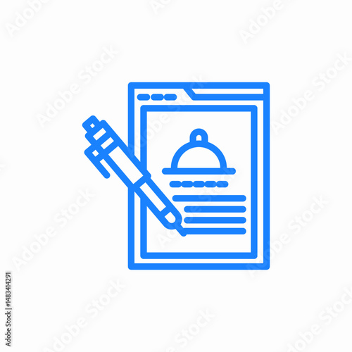 food order with dish under cloche and handle icon sign vector