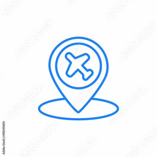 geolocation pin with airplane airport travel or flights icon sign vector