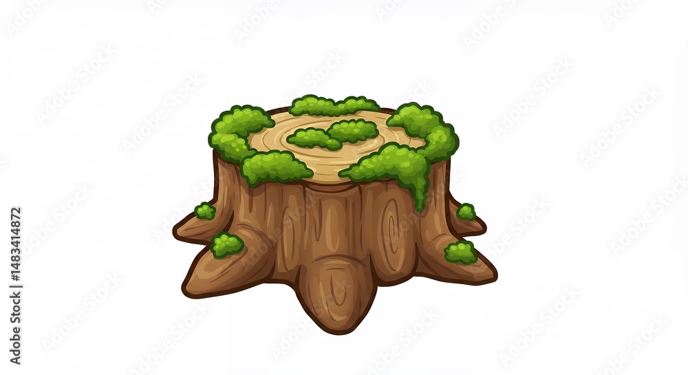 Detailed cartoon tree stump illustration Detailed cartoon tree stump illustration