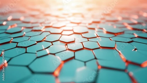 Abstract Hexagonal Pattern with Soft Glow and Depth in Vibrant Color Tones