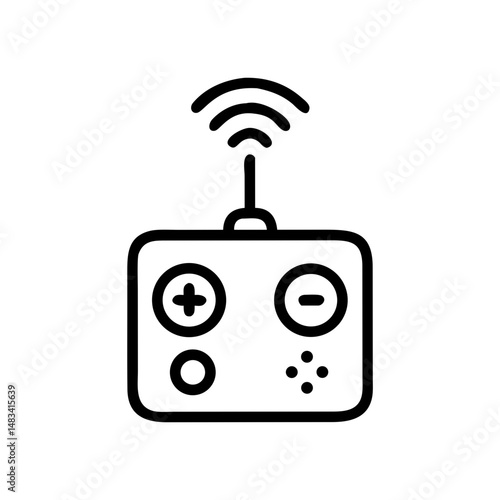 Remote Control Device Icon Representing Wireless Operation, Electronic Control, and Smart Device Interaction