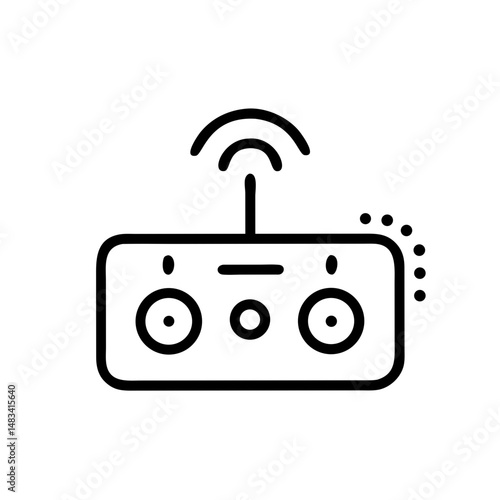 Remote Control Device Icon Representing Wireless Operation, Electronic Control, and Smart Device Interaction