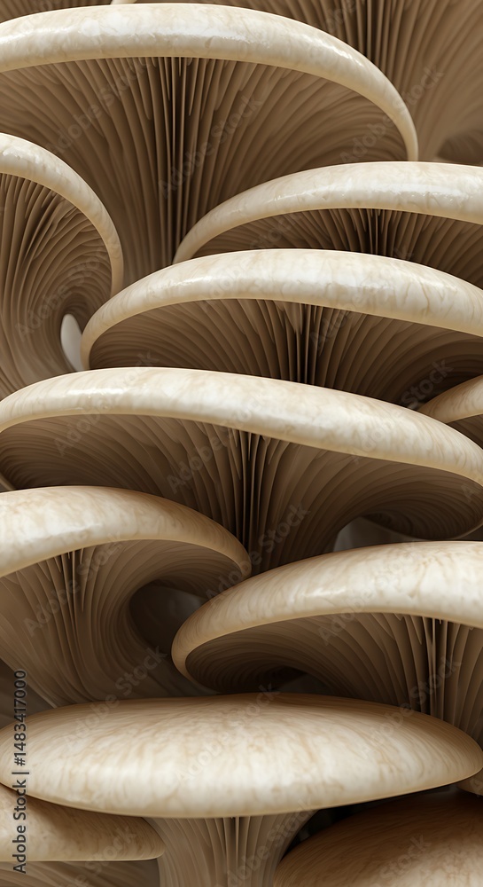 Obraz premium Close-up of Oyster Mushrooms, Gills and Texture