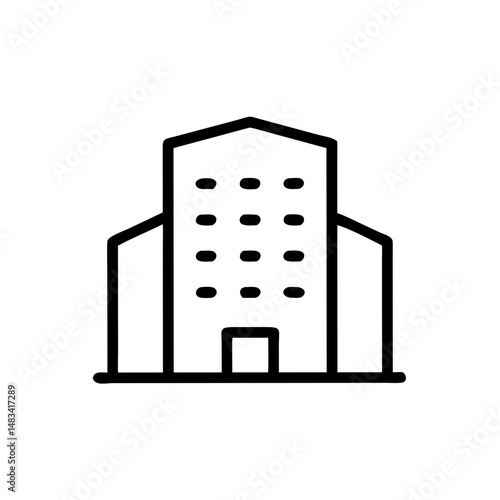 Rounded Corner Office Building Icon Representing Modern Architecture, Commercial Space, and Urban Infrastructure