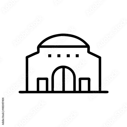 Rounded Front Building Icon Representing Urban Architecture, Commercial Property, and Modern Infrastructure