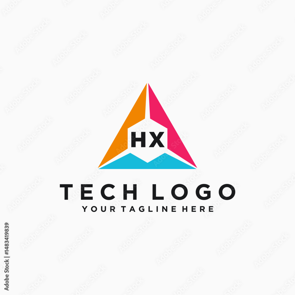 Obraz premium HX Initials Tech Logo Vector Art Icons and Graphics