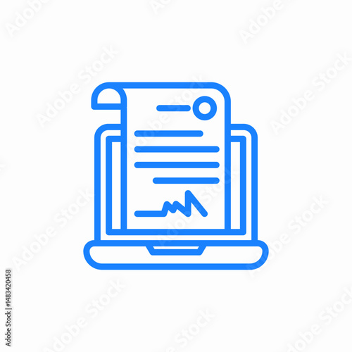laptop with document and signature online documents electronic signatures information confirmation icon sign vector