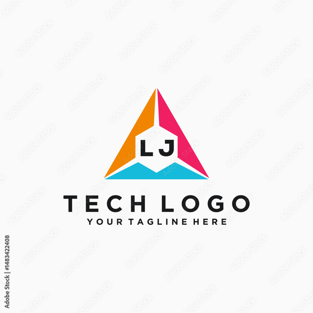 Fototapeta premium LJ Initials Tech Logo Vector Art Icons and Graphics