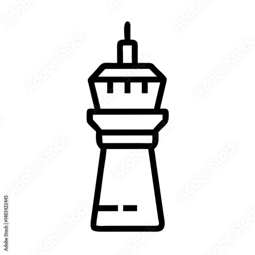 Small Tower with Side Wing Icon Representing Architecture, Historical Building, and Structural Design