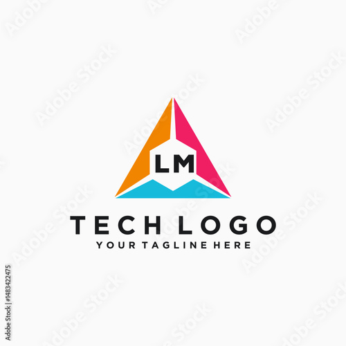 LM Initials Tech Logo Vector Art  Icons  and Graphics