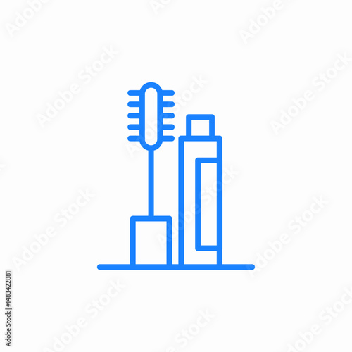 mascara tube and applicator brush icon sign vector