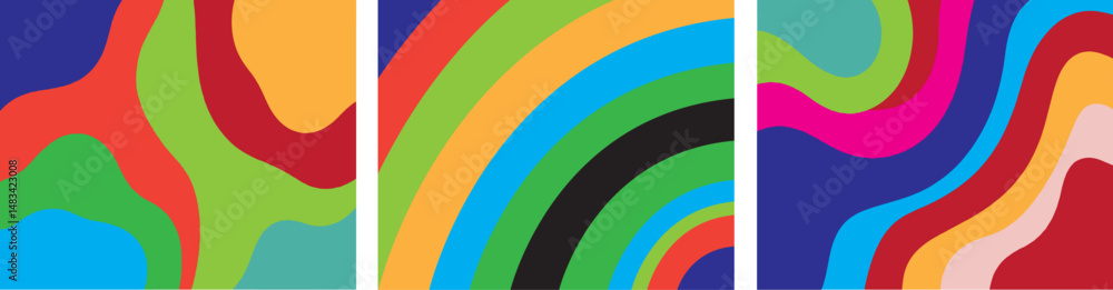 Obraz premium Vibrant Abstract Retro Waves Background