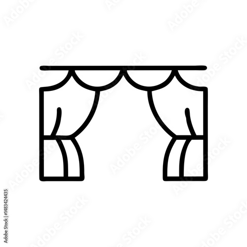 Stage Curtain Icon Representing Live Show, Theater Performance, and Entertainment Event Opening