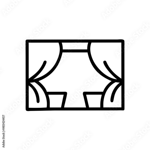 Stage Curtain Icon Representing Live Show, Theater Performance, and Entertainment Event Opening