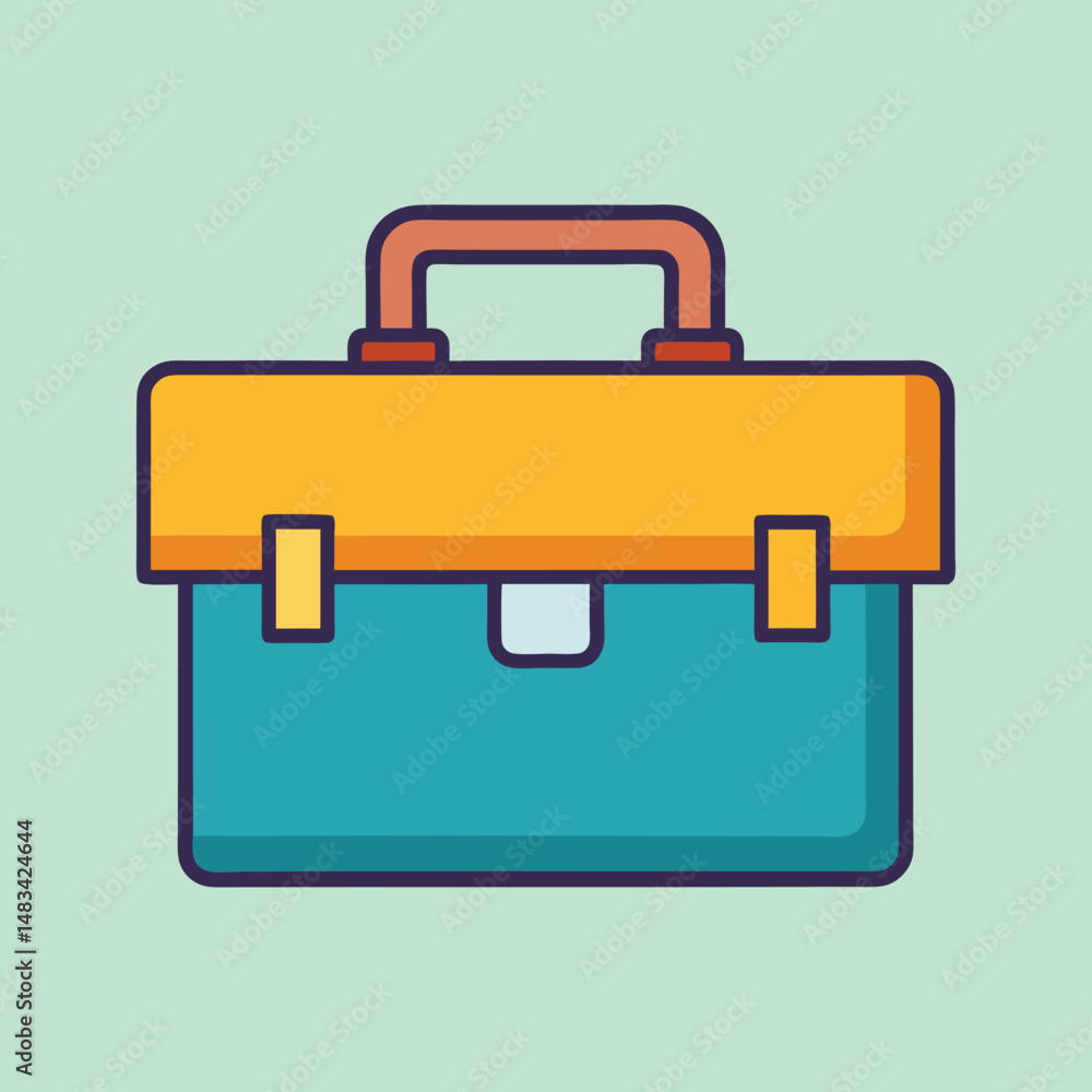 Stylized Toolbox Illustration with Brown Handle and Light Green Background Stylized Toolbox Illustration with Brown Handle and Light Green Background