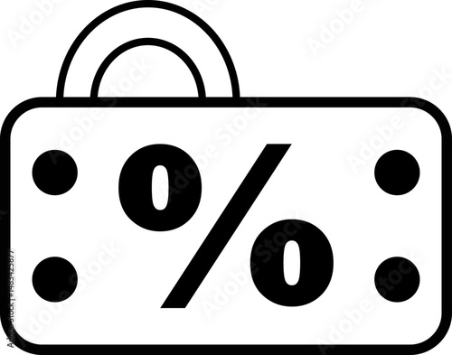 Discount Luggage Tag Icon: Bag with Percent & Dots (Black)