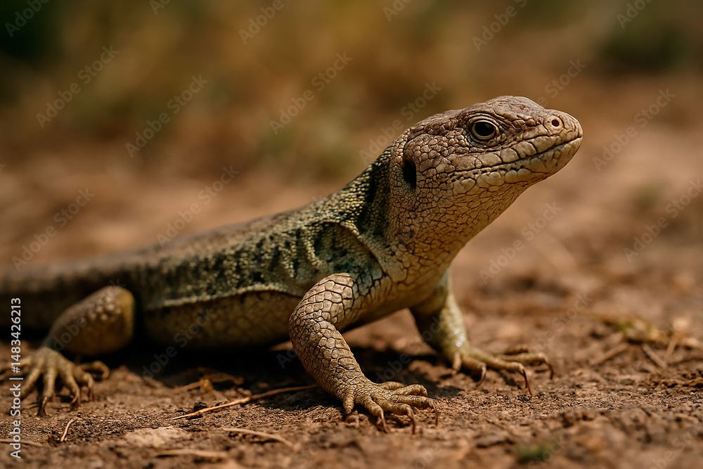 Lizard in natural habitat under sunlight Lizard in natural habitat under sunlight