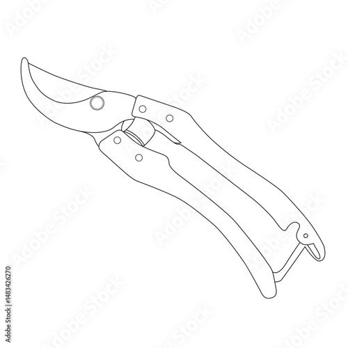 Hand pruner line art vector design. Hand pruner outline illustration design.