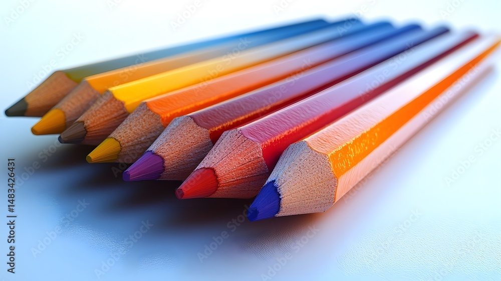 Obraz premium A vibrant gradient of colored pencils in an elegant arrangement