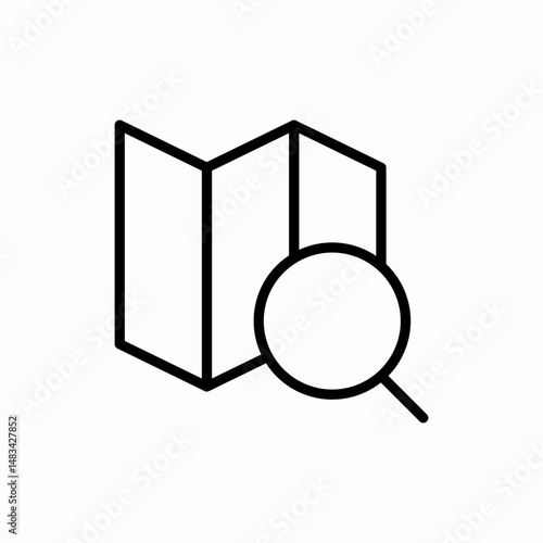 Map search magnifying glass icon vector sign