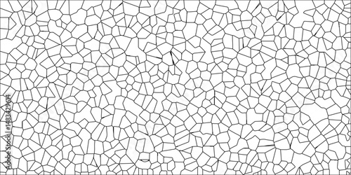 A metal grid stands isolated against a white background with White color Broken Stained-Glass. White color Broken Stained-Glass Background with black.  Diamond shape polygonal texture.
