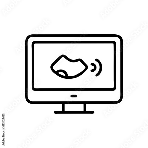 Ultrasound Monitor Icon Representing Prenatal Checkup, Fetal Imaging, and Medical Diagnostic Scanning