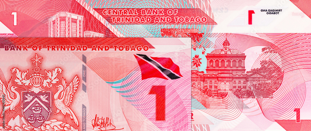 Naklejka premium 1 Dollar Trinidad and Tobago, 2020. Polymer money. Money Trinidad and Tobago.