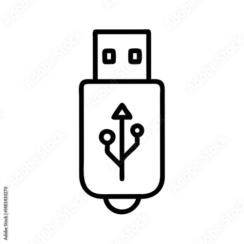 USB Drive Icon Representing Data Storage Device, Portable File Backup, and External Memory Solution
