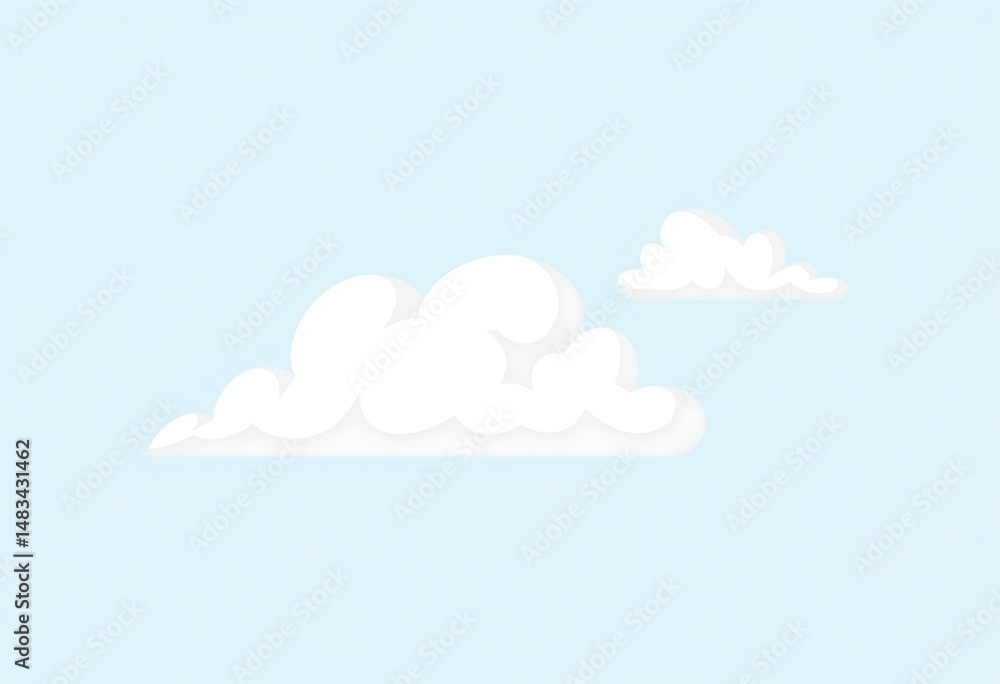 Floating Cumulus, Soft, White 3D Render Floating Cumulus, Soft, White 3D Render