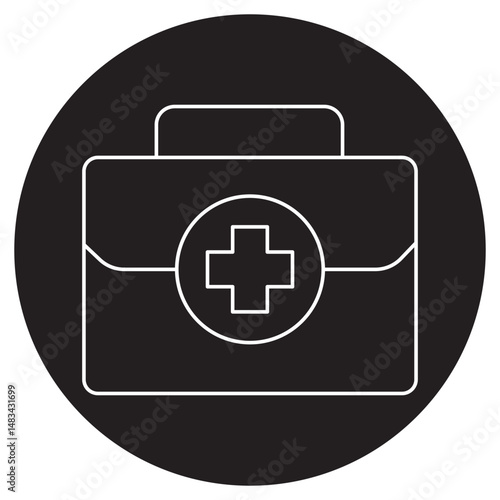 First Aid Kit icon, Compact Medical Kit for Home, Travel & Workplace Safety, Essential First Aid Kit for Emergency Preparedness, vector