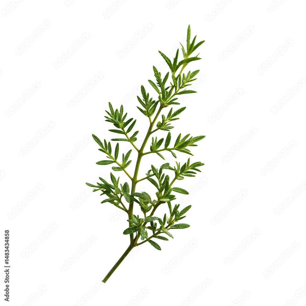 A branch of a plant with green leaves A branch of a plant with green leaves