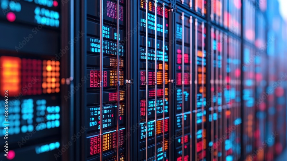 shipping supply customs Concept. Digital data servers illuminated with colorful lights in a modern tech environment. shipping supply customs Concept. Digital data servers illuminated with colorful lights in a modern tech environment.