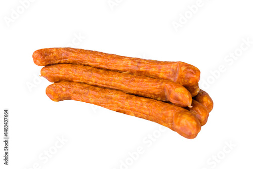 Light smoked spicy sausages front view