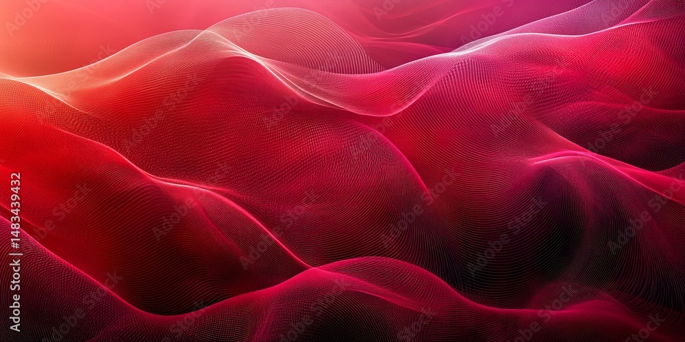 Obraz premium Redtoned abstract digital flowing landscape