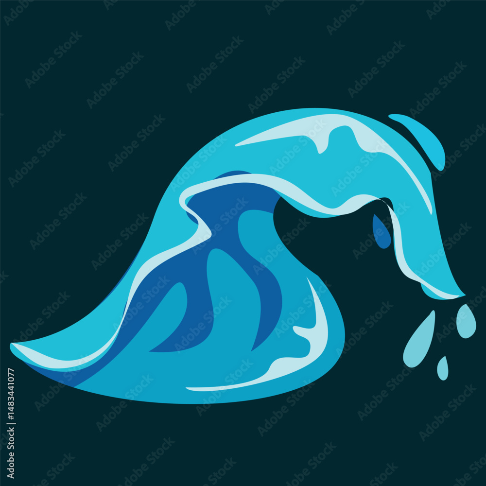Obraz premium Vector illustration of a ocen. Sea waves. The tide is in the form of a wave. The blue background is monochrome. Vector drawing of the water element. 