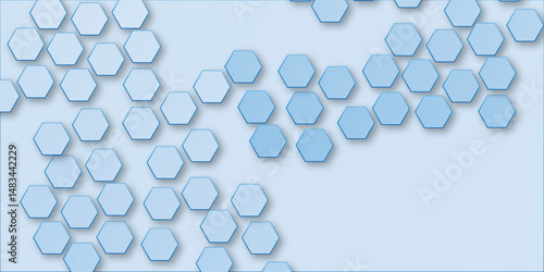 Abstract geometric light blue color hexagon shape technology digital hi tech concept background.