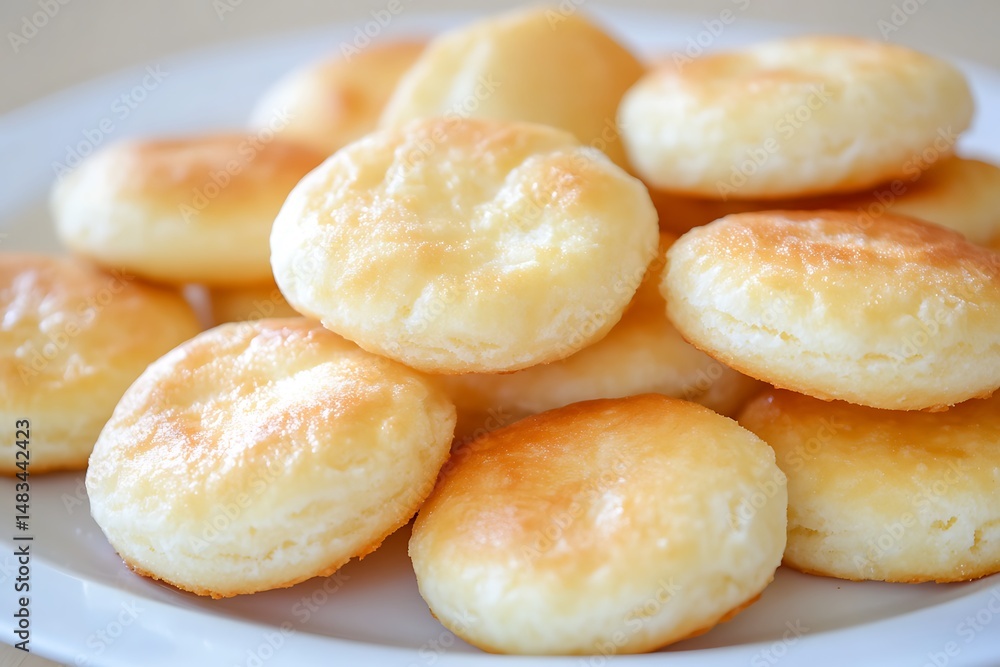 A close-up view of a stack of golden-brown, delicious-looking cookies resting on a white plate, showcasing their freshly baked goodness. A close-up view of a stack of golden-brown, delicious-looking cookies resting on a white plate, showcasing their freshly baked goodness.