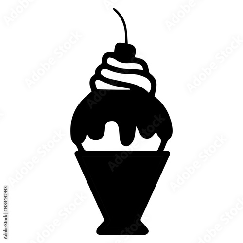 black and white ice cream icon