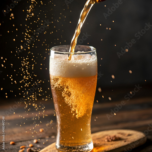 glass of beer on dark background
